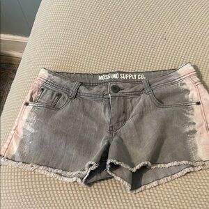 Mossimo Supply‎ Co. Gray and Pink Jean Shorts Distressed Cut-Off